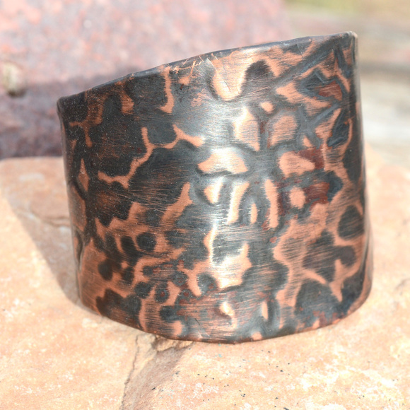 Conceptual Subculture Jewelry - Poinsettia Flower Cuff Bracelet Copper Christmas